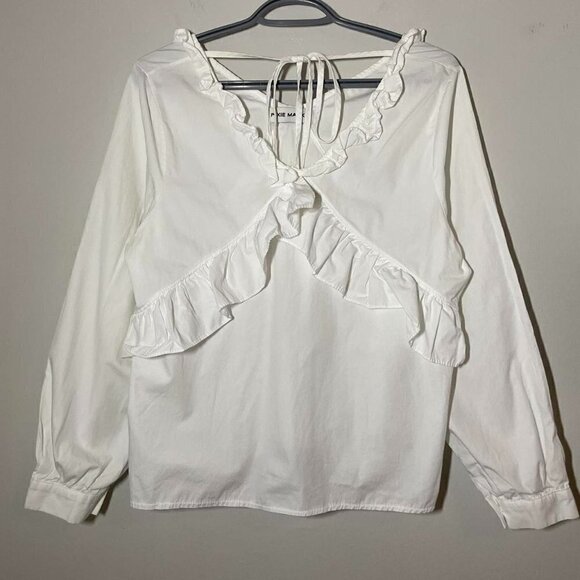 Pixie Market Ruffle Lace White Blouse - Picture 1 of 8